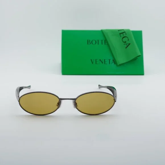 Bottega Veneta BV1386S 002 Oval Sunglasses - Shiny Dark  display picture 1